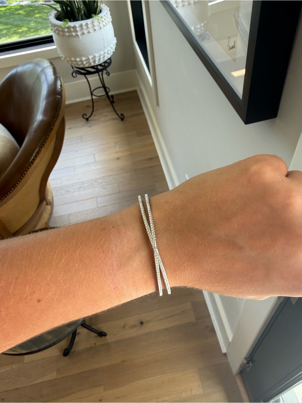 Nordstrom CZ Pave Crisscross Hinged Cuff Bracelet